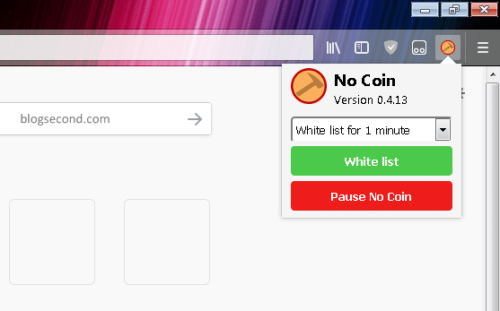 Pengaya No Coin pada Firefox