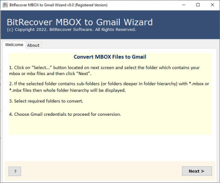 BitRecover MBOX to Gmail Wizard 9.0 BitRecover MBOX to Gmail Wizard 9.0