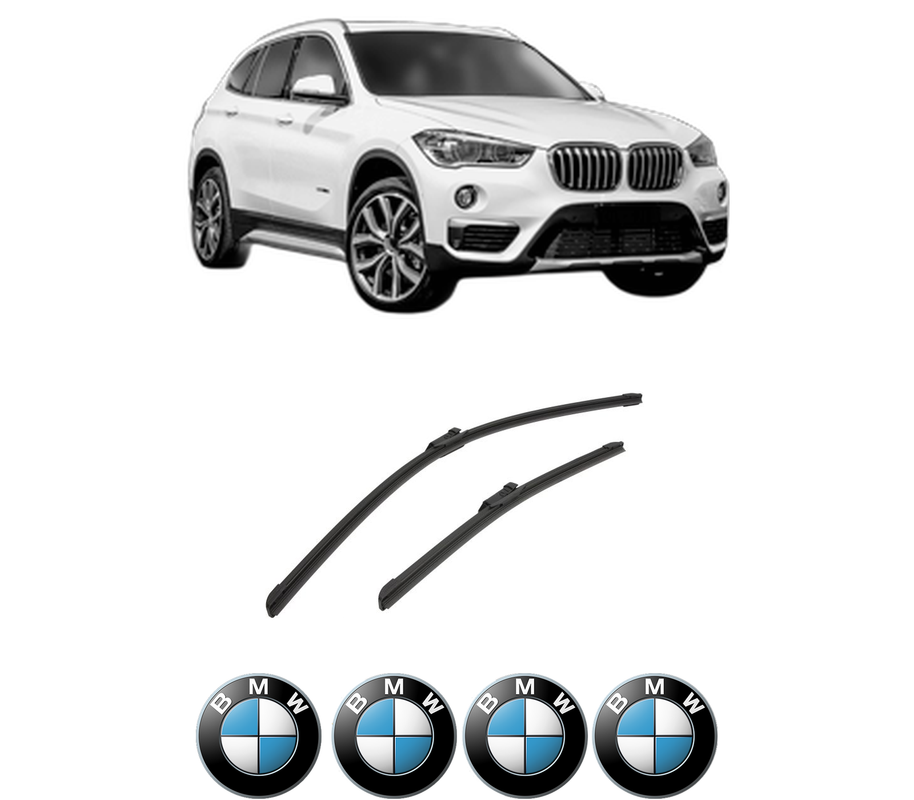 Set stergatoare auto BMW Seria X1 Van (F48) din 2015-2022, pentru parbriz auto, 2 bucati, Bosch Aerotwin, din cauciuc siliconat rezistent, 4 Stickere Auto BMW Seria