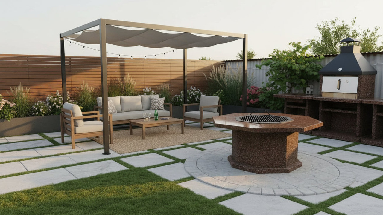 Планировка зоны посиделок вокруг очага