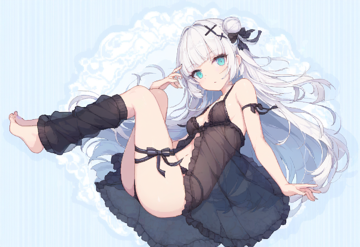 1girl, striped background, aqua eyes, long hair, hime cut, white hair, short ban s-2500922608