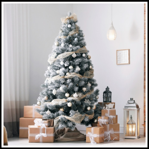 ALBERO DI NATALE INNEVATO BIANCO EFFETTO NEVE REALISTICO ABETE VERDE MODELLO SESTRIERE
