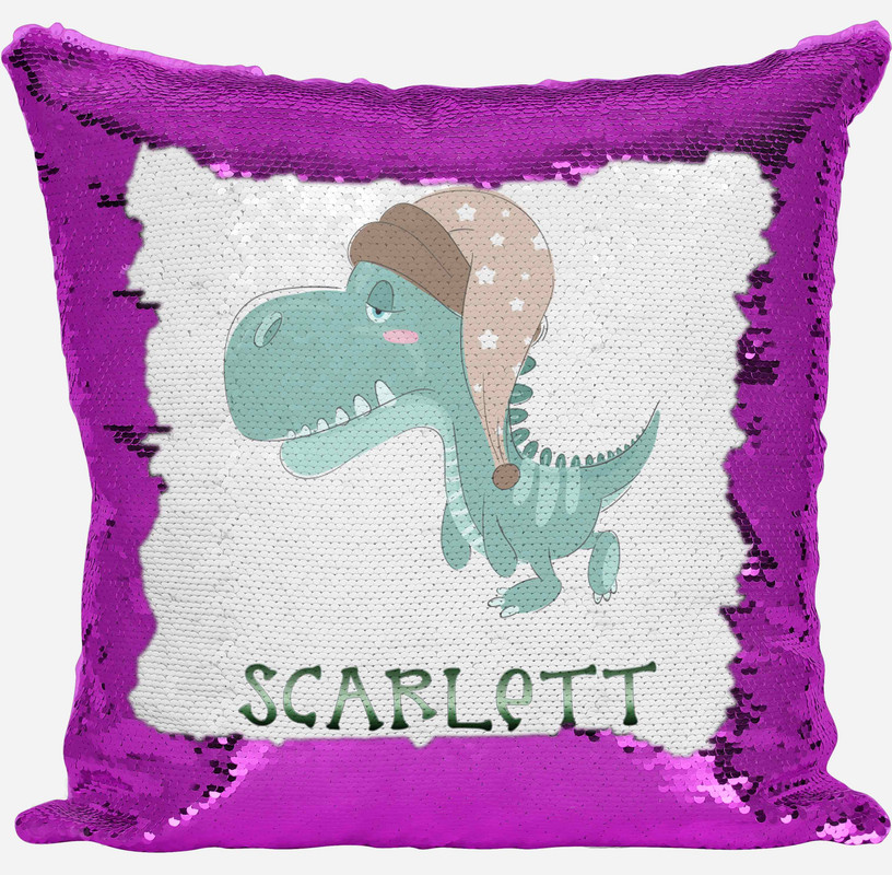 dinosaur sequin pillow