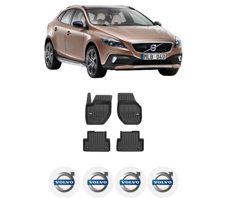 Set covorase presuri VOLVO V40 Cross Country (526) din 2012-2019, auto, din cauciuc thermoplastic, 4 Stickere auto cu VOLVO