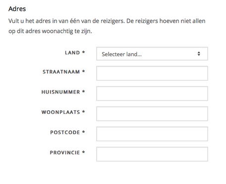 Aanvraagformulier adres