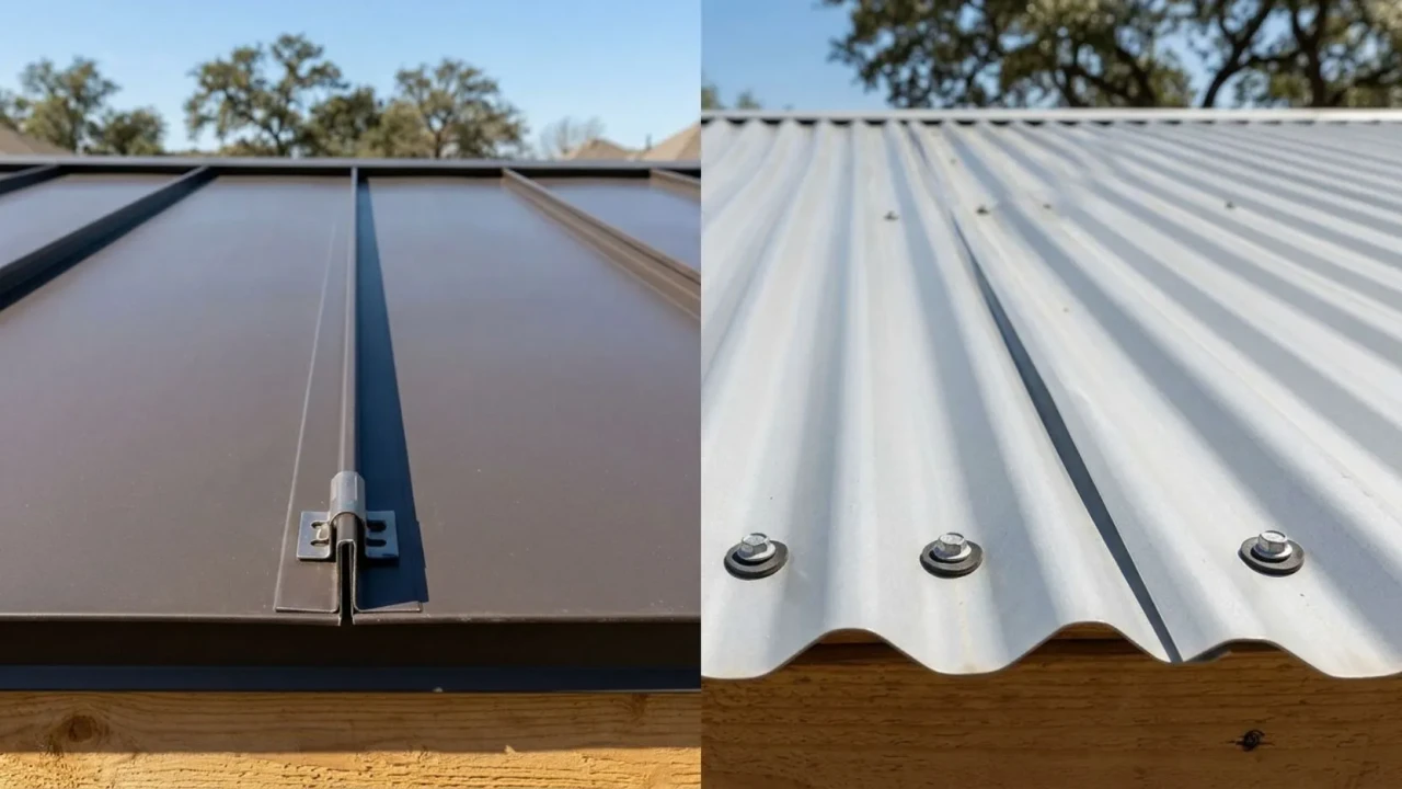 Standing seam vs corrugated metal roof fastener comparison San Antonio