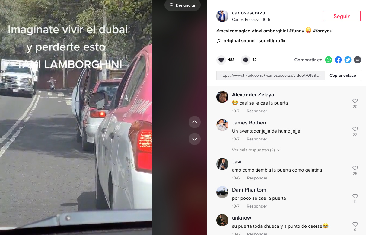 Conoce al lambotsuru, el “taxi tipo lamborghini”, de la CDMX