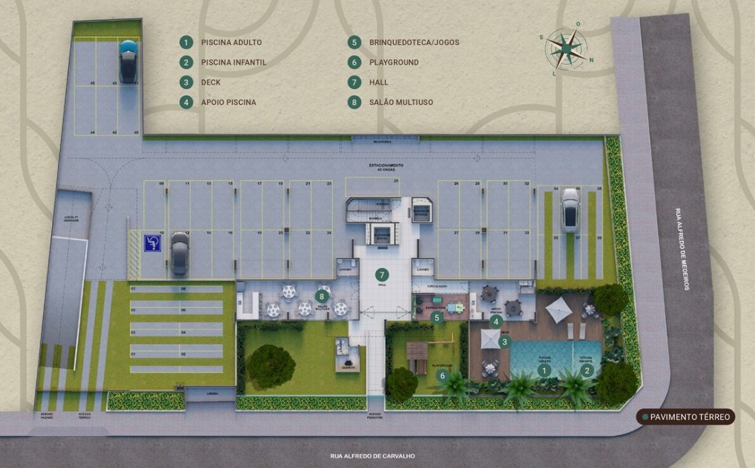 Pavimento térreo com hall social decorado e acabamento premium do Palácio das Laranjeiras