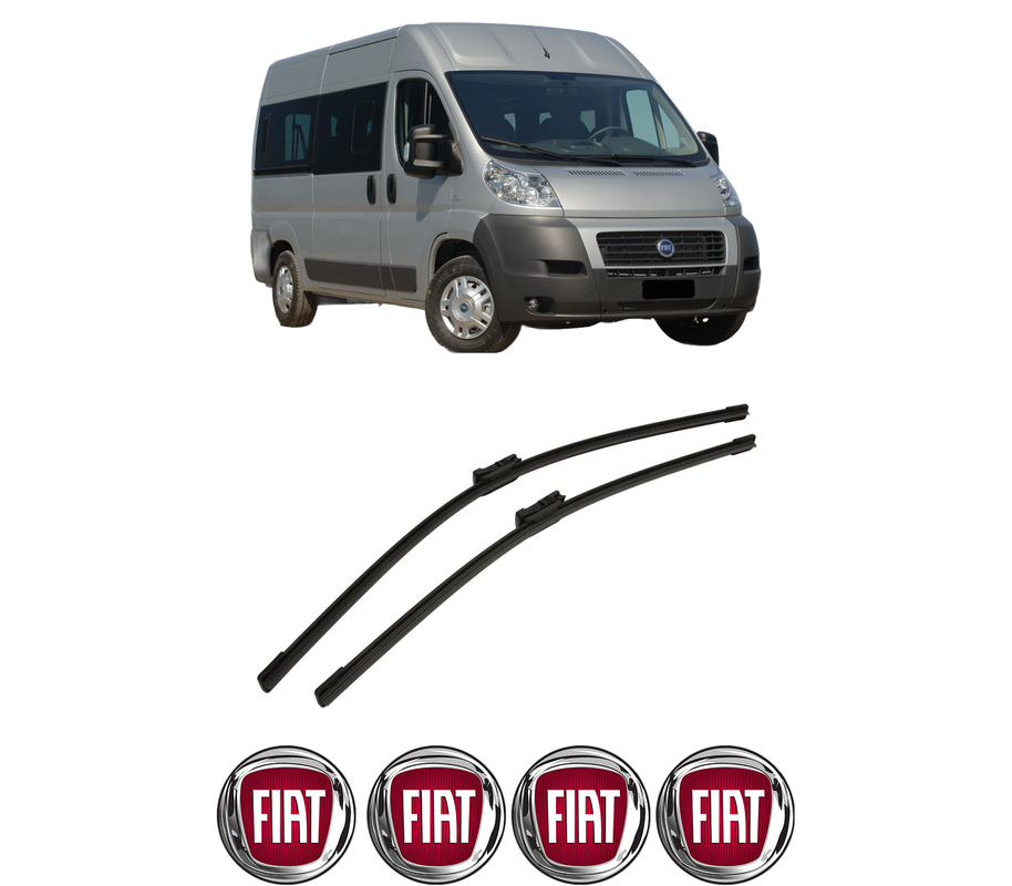 Set stergatoare auto FIAT DUCATO Bus (250_) din 2006-2023, pentru parbriz auto, 2 bucati, Bosch Aerotwin, din cauciuc siliconat rezistent, 4 Stickere Auto FIAT
