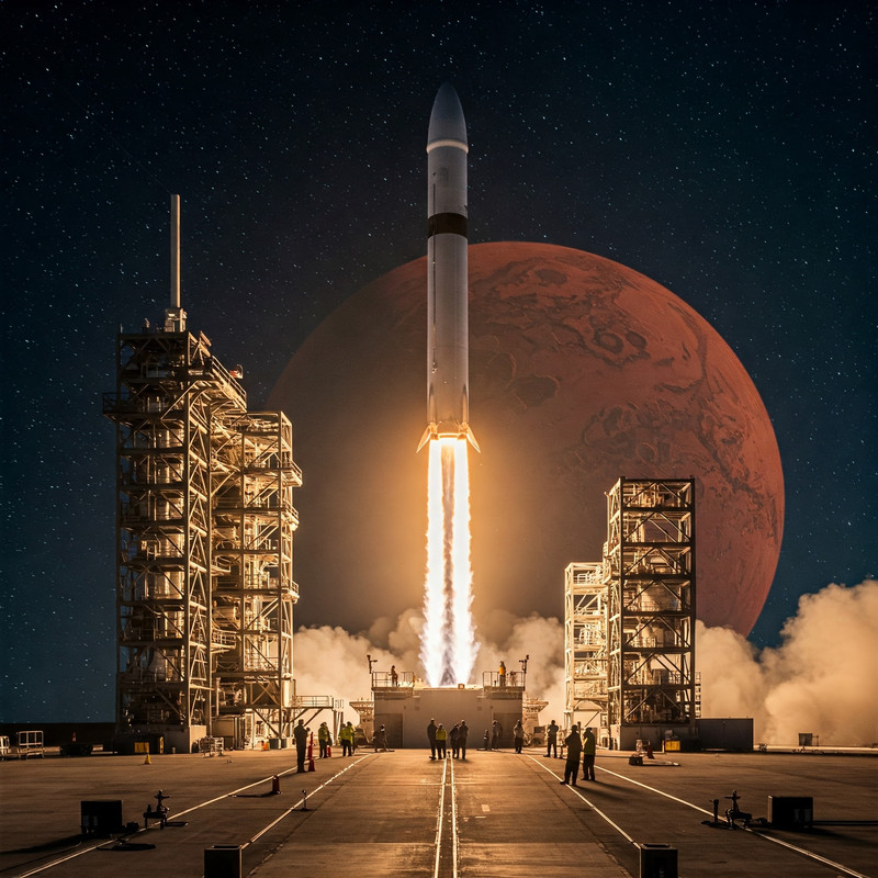 Simulation showing potential temperature and climate changes on Mars due to terraforming efforts, with warmer, blue zones emerging.