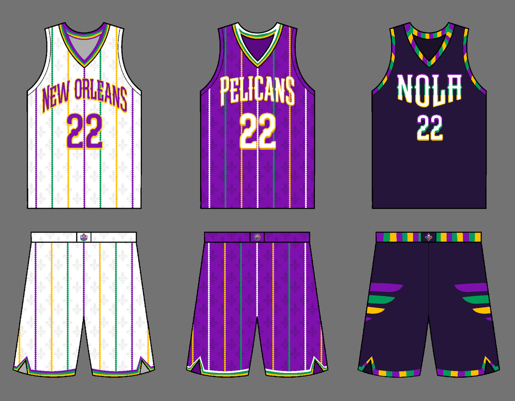 New Orleans Pelicans Recolor/Rebrand Concept. Uniforms + Courts