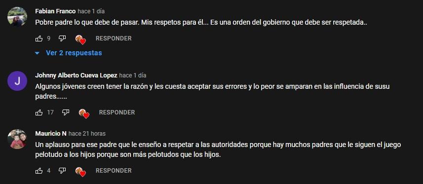 Joven peruano es reprendido por su padre al romper el toque de queda