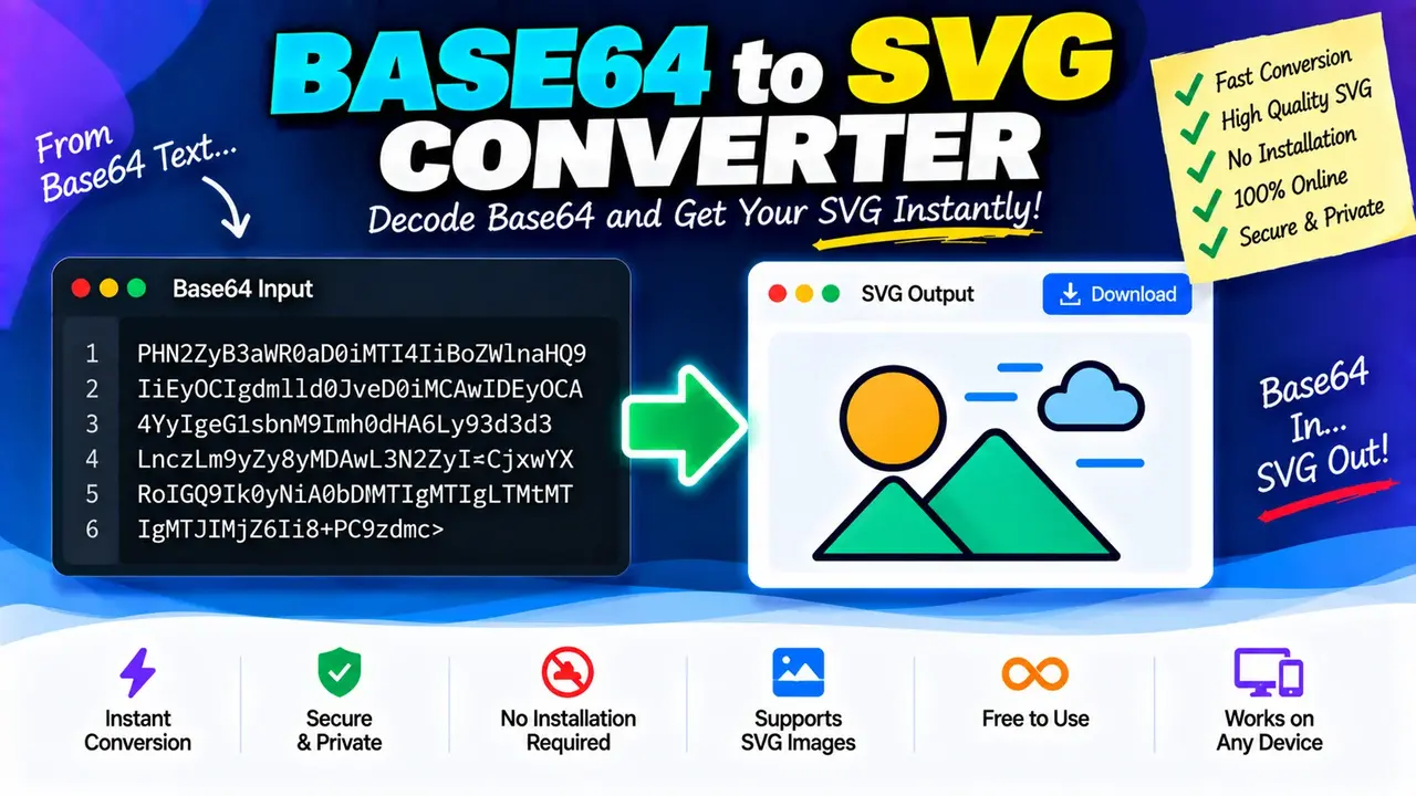 Free Svg To Base64 & Base64 To Svg Tool Online