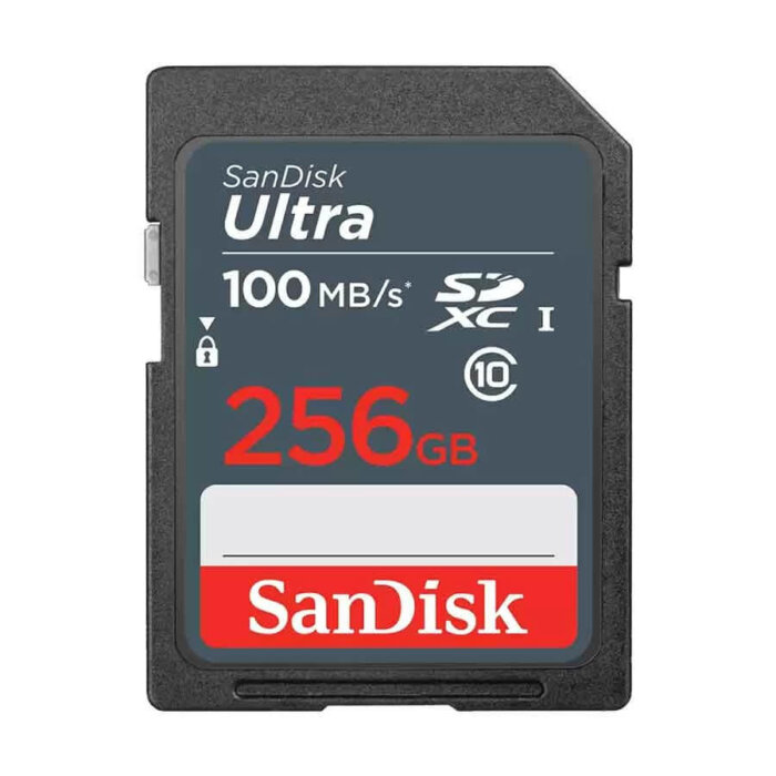 Tarjeta de memoria SDXC SanDisk Ultra de 256 GB.