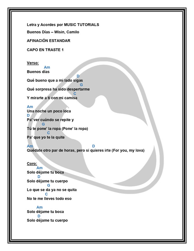 Buenos Días Wisin Camilo Letra y Acordes by MUSICTUTORIALS_page-0001
