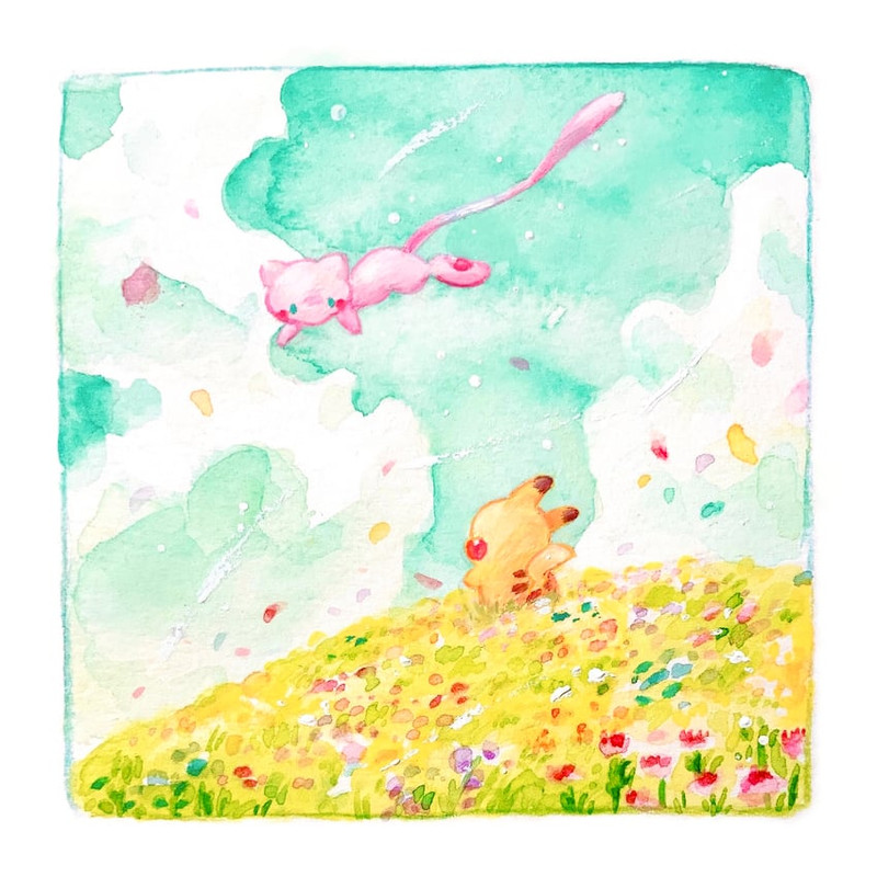 pikachu-and-mew-pokemon-drawn-by-yukichi