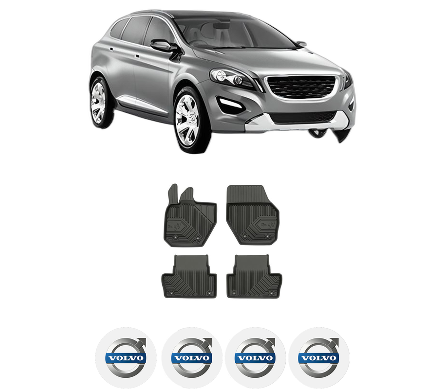 Set covorase presuri VOLVO XC60 I SUV (156) din 2008-2017, auto, din cauciuc thermoplastic, 4 Stickere auto cu VOLVO