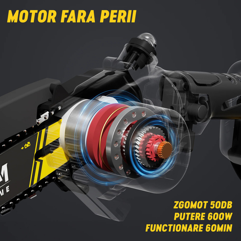 Fara Motor Drujba cu acumulator, lungime lama 6 inch, motor fara perii, sistem ...