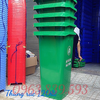 Giá thùng rác nhựa 120L màu xanh lá rẻ Bình Dương / 0963.839.593 Ms.Loan Thung-rac-hdpe-120l-thung-dung-rac-moi-truong-120l-co-banh-xe-gia-si