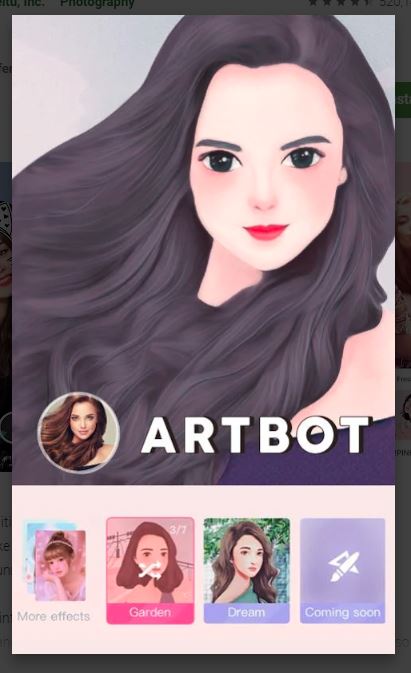 Fitur Artbot pada aplikasi Meitu