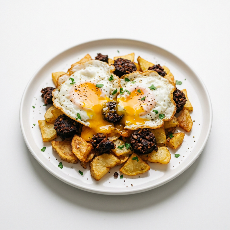 Tapa De Huevos Rotos Con Morcilla