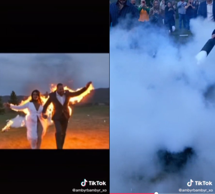Novios se prenden fuego antes de la boda, los asistentes no lo podían creer