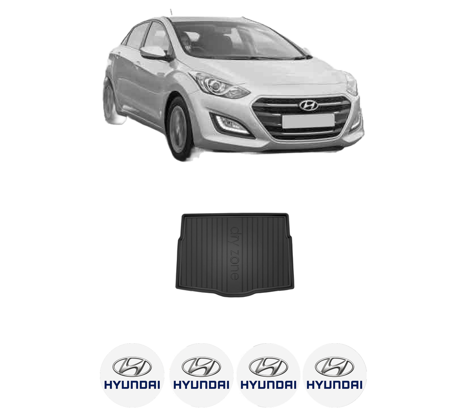 Tavita Portbagaj HYUNDAI i30 Hatchback Van (GDE) din 2015-2017, Protectie Portbagaj Auto, 4x Stickere auto cu HYUNDAI