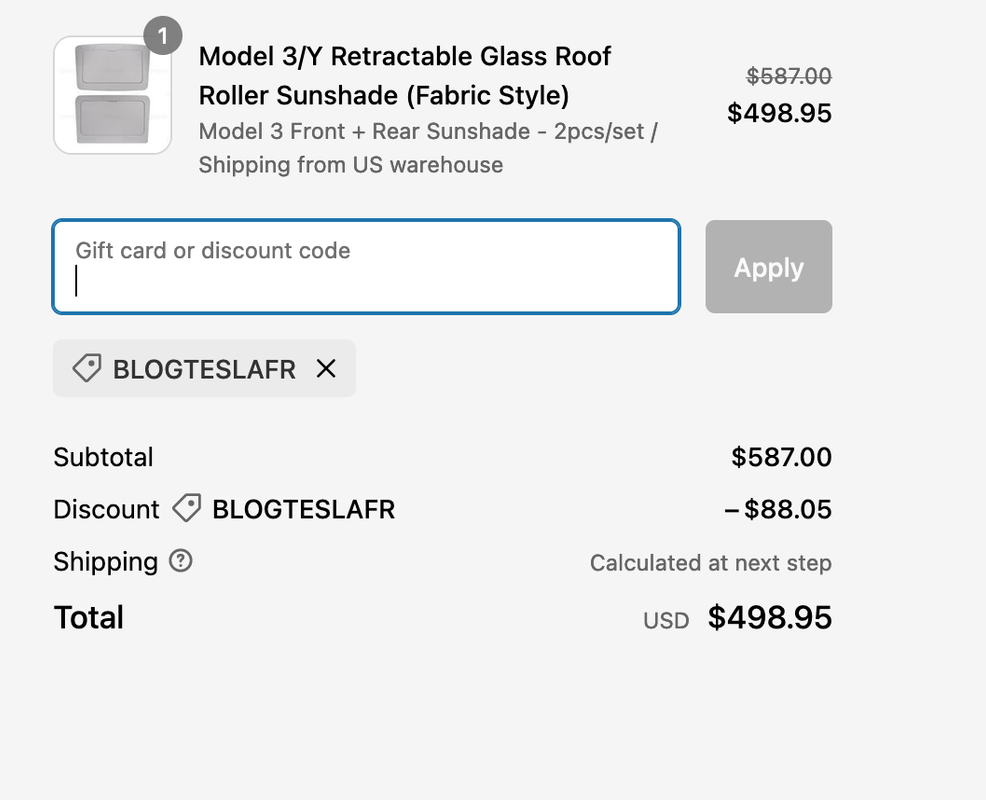 VION Tesla Model 3 Pare-Soleil de Toit en Verre (Uniquement