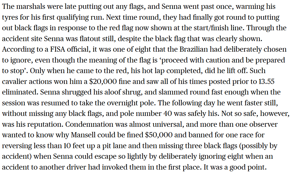 Senna Spain 1989 Ignoring Black Red Flags 2 (Motor Sport 1989 Spanish GP Report) (1)
