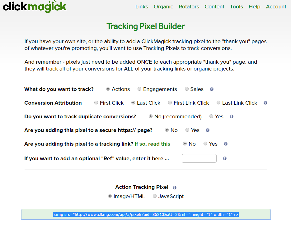 racking your clicks and conversion with Clickmagick.