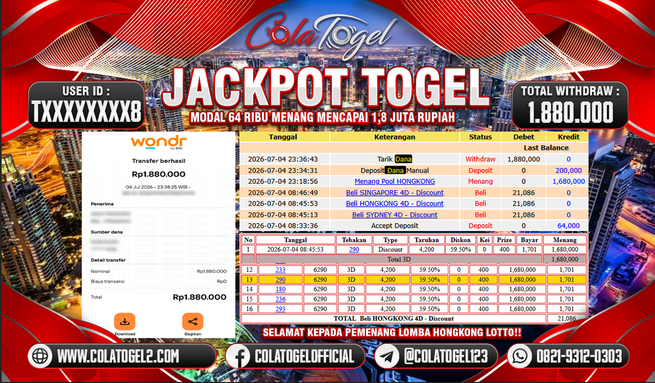 JACKPOT HONGKONG LOTTO!!