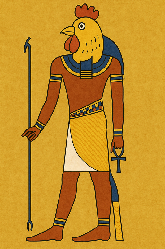 Ilustración de una deidad del antiguo Egipto, representativa de la facción Egyptian Gods y el Pollo Supremo en Earth 2