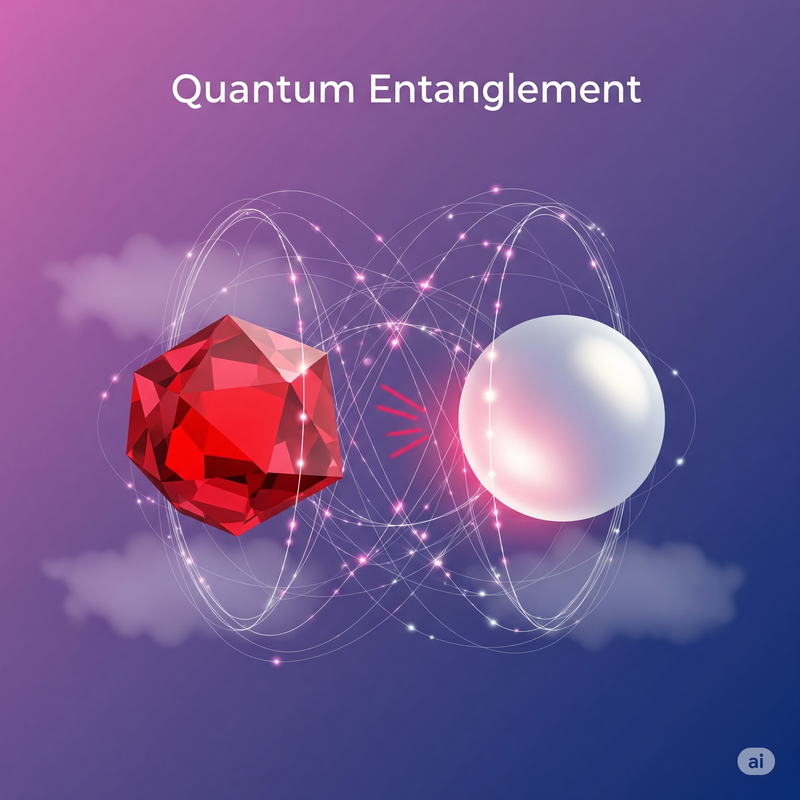 Illustration of quantum entanglement, two particles linked