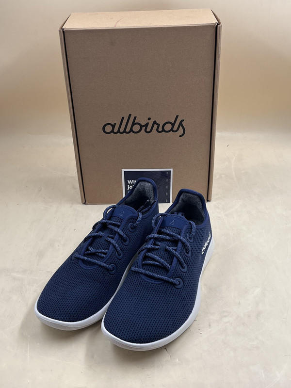 ALLBIRDS MEN'S 12 TREERUNNER MARINE BLUE BLIZZARD AB0044M120