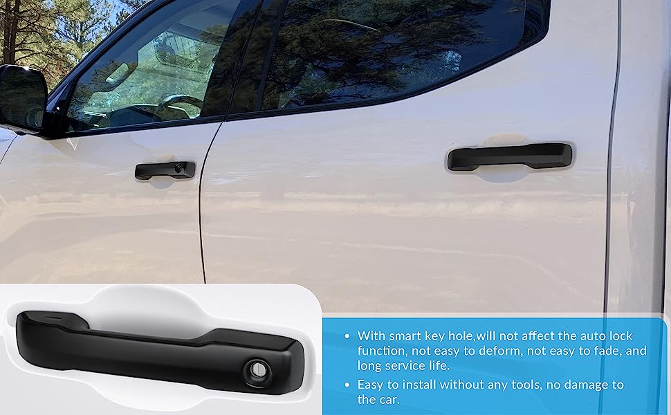 thumbnail image 2 of Matte Black Door Handle Covers For Toyota Tundra, Tacoma, Sequoia 2022-2024 – 4 Pieces 2 of 6