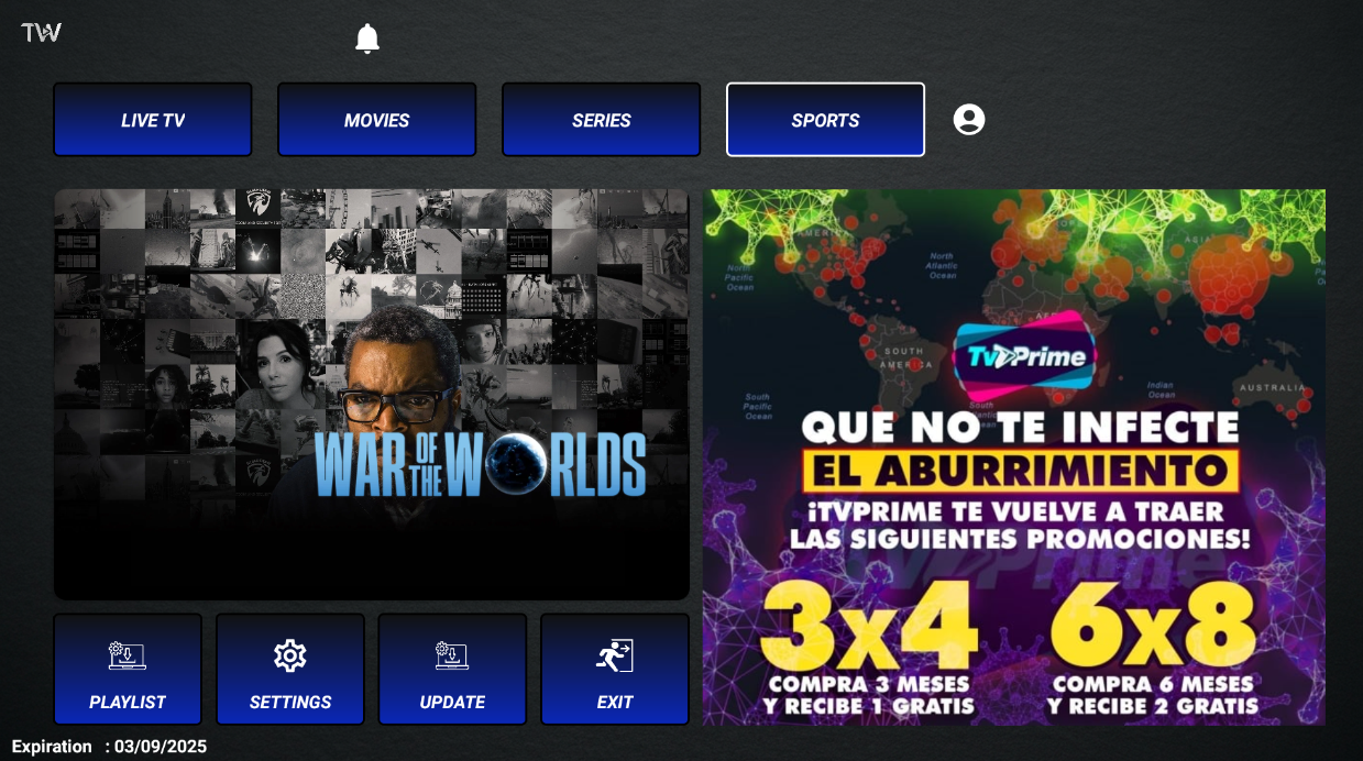 Vista del reproductor IBO Unitv 4.1 con opción de cambiar el fondo