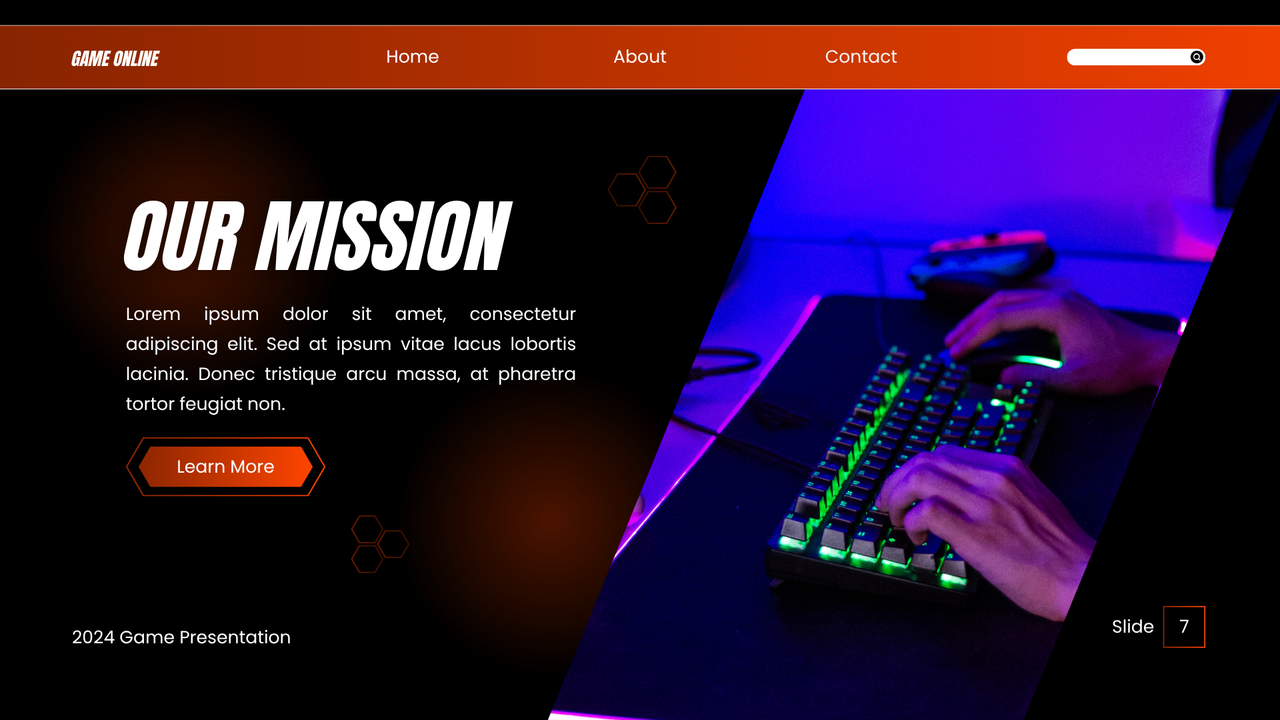 Orange and Black Gradient Bold Game Presentation