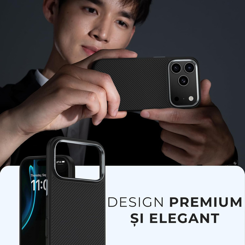 Husa pentru iPhone 17 Pro Daden® Armor Pro din fibra de aramida/Kevlar, MagSafe Integrat, Margini portejate, Protectie Antisoc, Camera Ultra Safe, Negru 71ATPCCE9ZL AC SL1500 copy