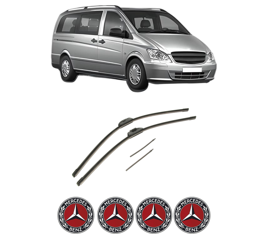 Set stergatoare auto MERCEDES-BENZ VITO Bus (W639) din 2003-2014, pentru parbriz auto, 2 bucati, Bosch Aerotwin Retro Truck, din cauciuc siliconat rezistent, 4 Stickere Auto MERCEDES-BENZ