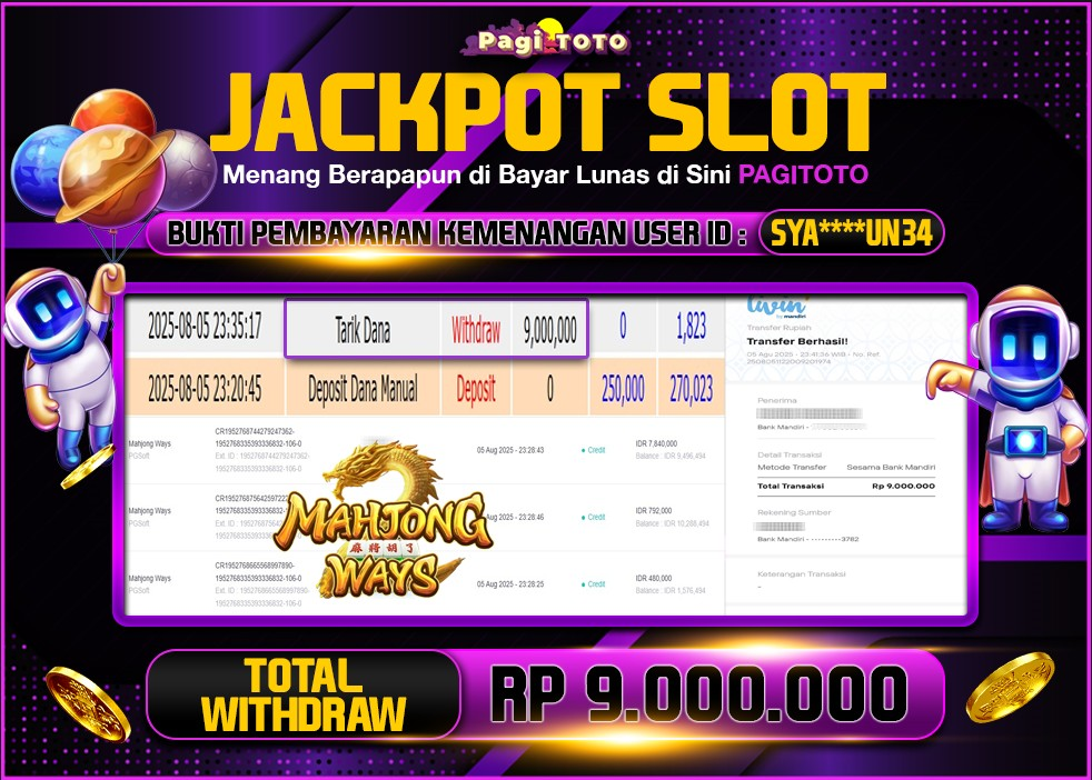 HAPPY JACKPOT MEMBER PAGITOTO SLOT MAHJONG WAYS Rp 9.000.000-, - LUNAS