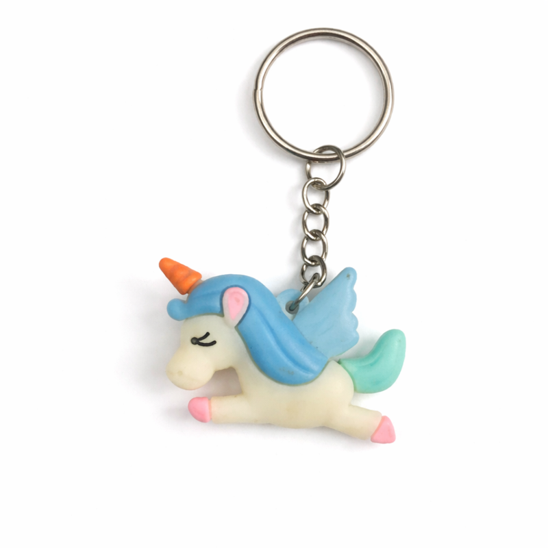 Small Unicorn With Pink Mane Keychain Blue