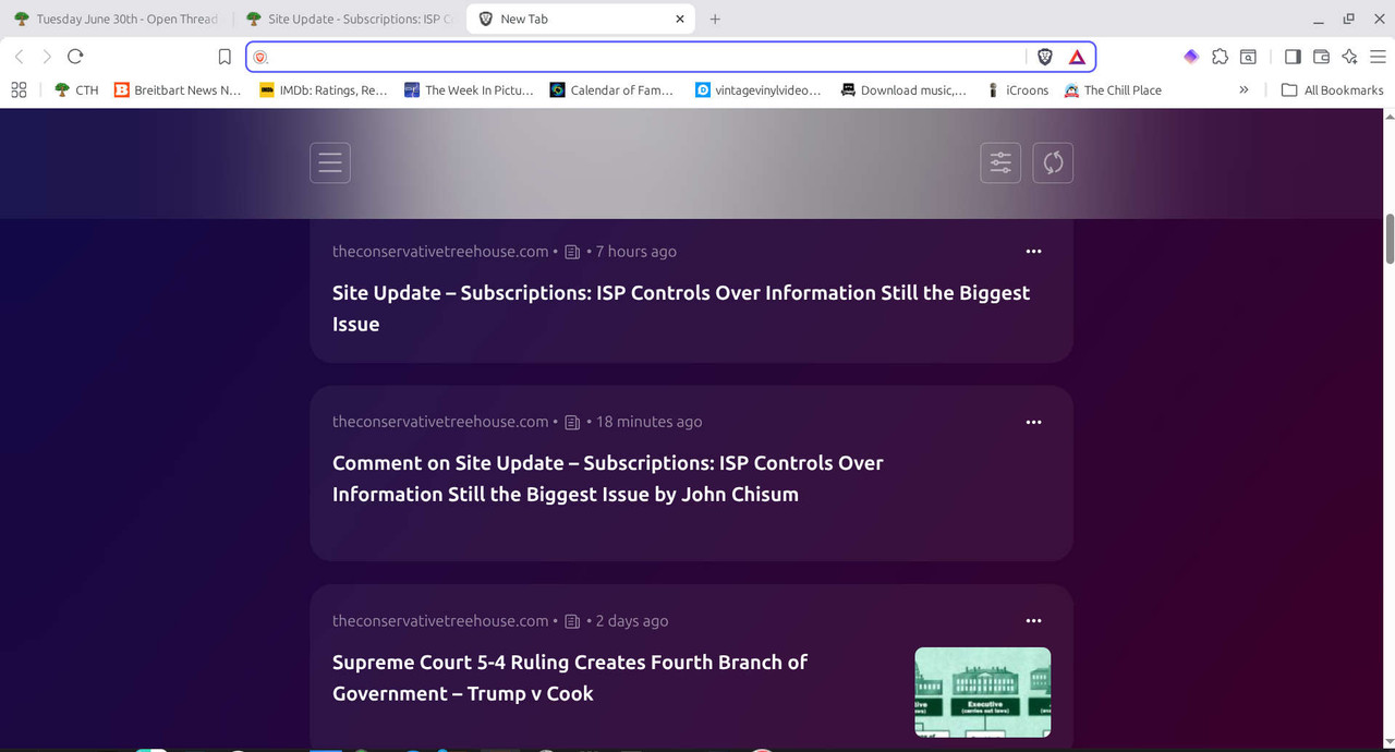 CTH Feed RSS in Brave browser