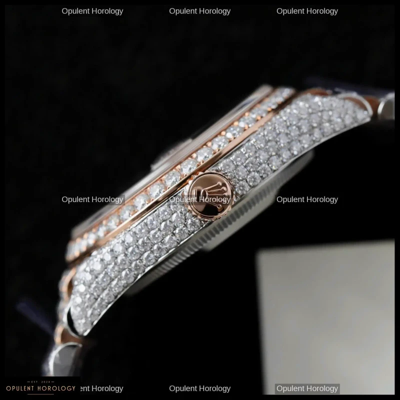 Rolex Datejust Custom Gold Plated Moissanite Diamond Setting 36mm - Super Clone