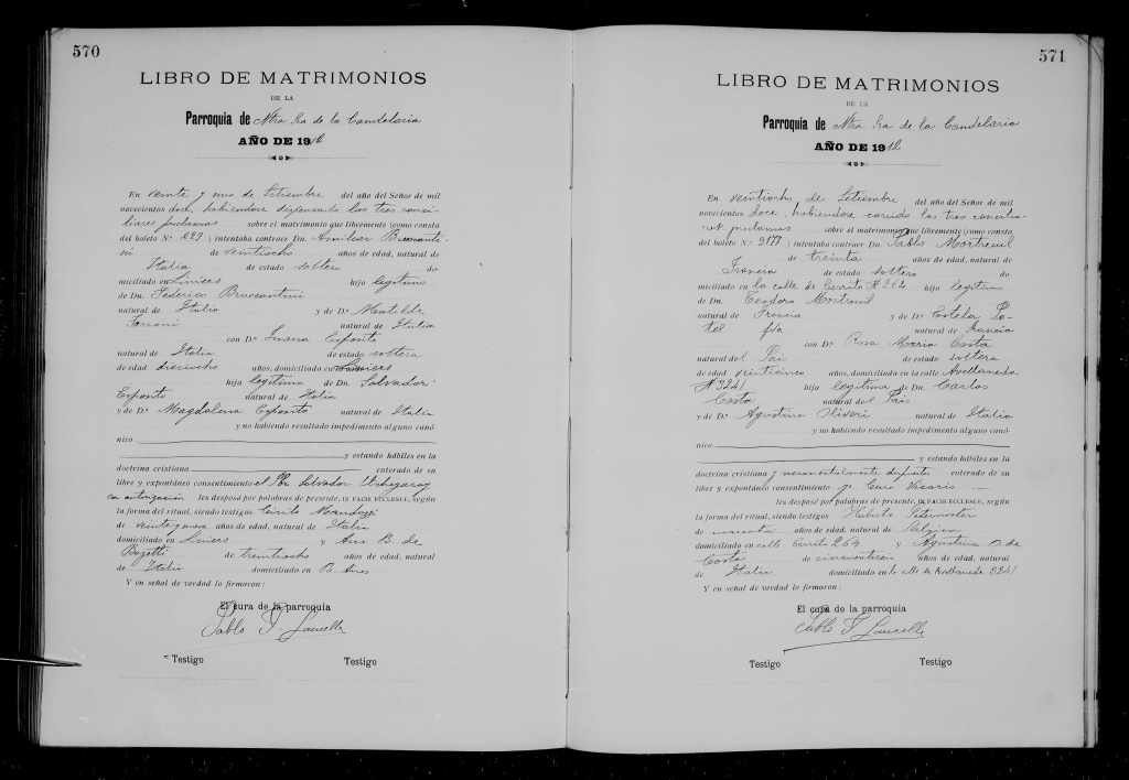 Libro Matrimonio Parroquia - A.Bruscantini-J.Espósito