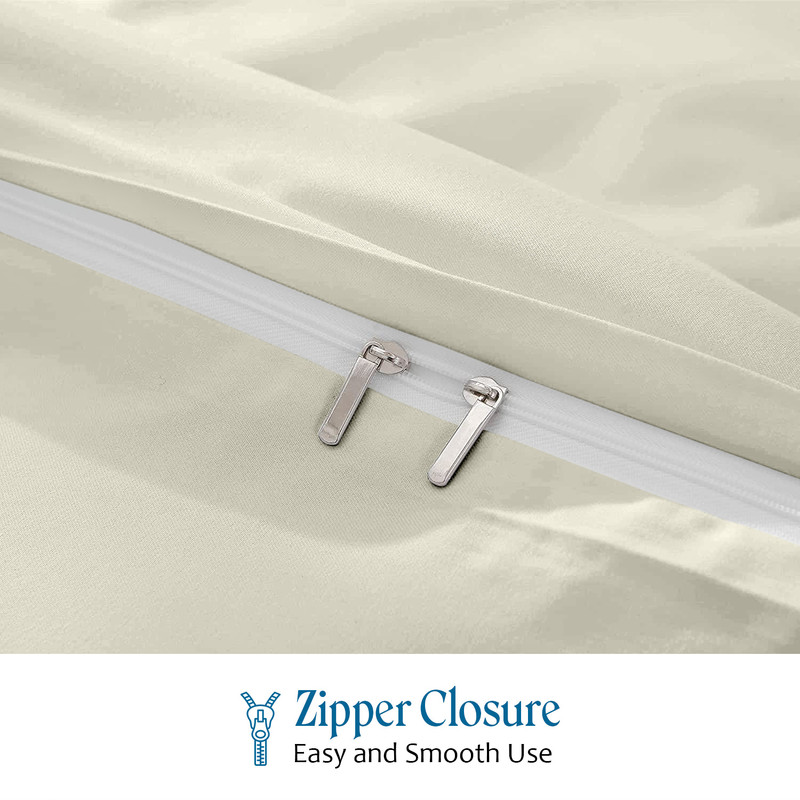 Picture of 1000 TC 100% Egyptian Cotton Duvet set Zipper Closur Ultra Soft Durable and Fade Resistant Color Beige Solid size King
