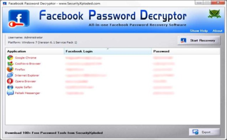 Facebook Password Decryptor 15.0