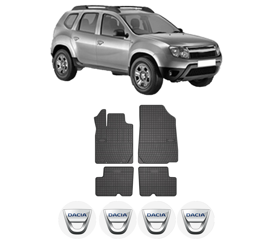 Set covorase presuri DACIA DUSTER (HS_) din 2010-2018, auto, din cauciuc thermoplastic, 4 Stickere auto cu DACIA