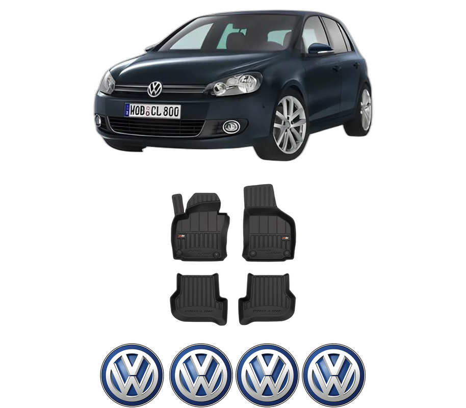 Set covorase presuri Volkswagen GOLF VI din 2004-2013, auto, din cauciuc thermoplastic, 4 Stickere auto cu Volkswagen