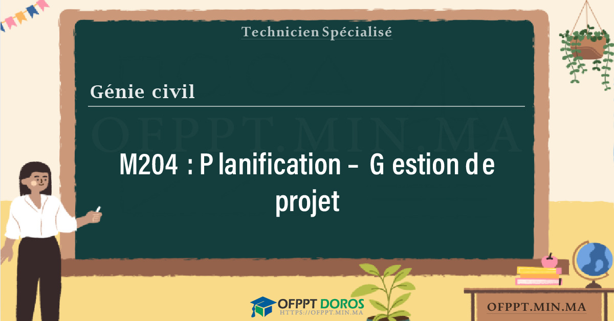 Sommaire détaillé du cours Planification – Gestion de projet M204 OFPPT - Structure du module