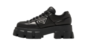 Prada Monolith Zapatos de Cuero Acolchado con Cordones